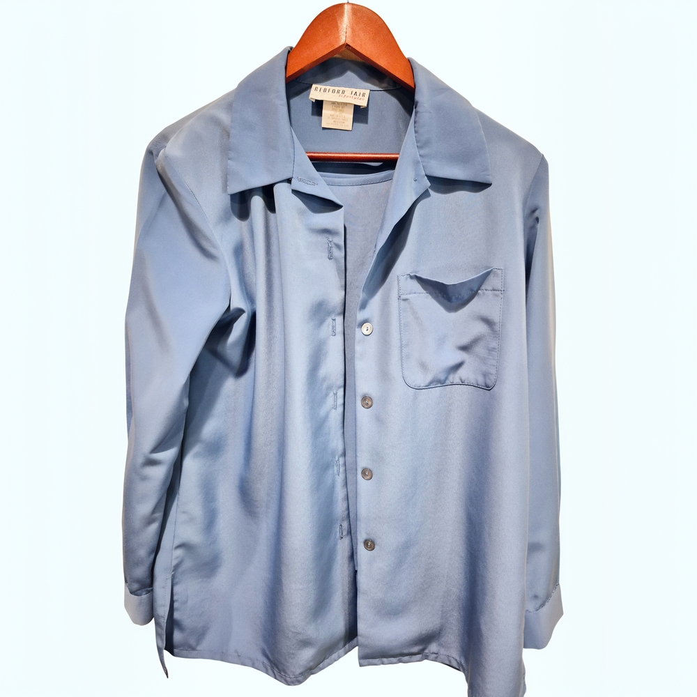 Bedford Fair Blue 2-Piece Blouse & Tank Set | Vintage Style | Size Medium Set - Picture 4 of 7